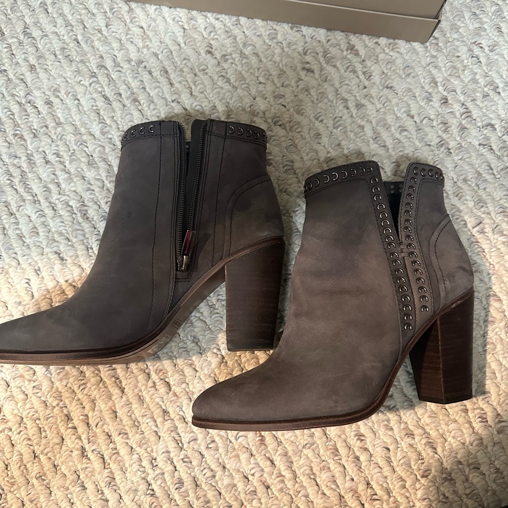 Vince Camuto Charcoal Studded Ankle Booties used like new